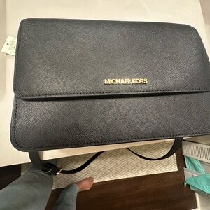 Michael Kors Black Crossbody with Gold Accents